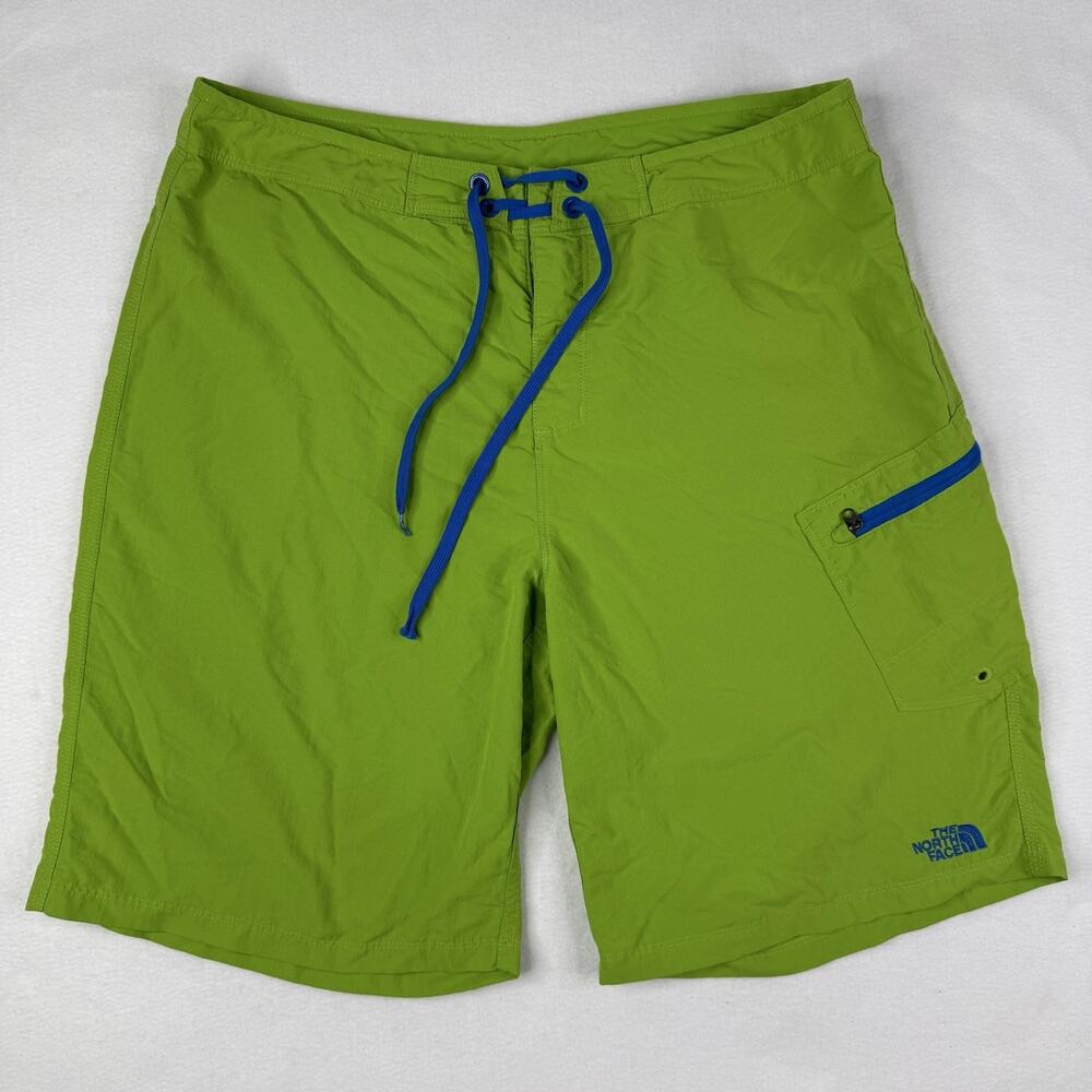 North Face Board Shorts Mens 34 Green Solid Swim Trunks Quick Dry Beach